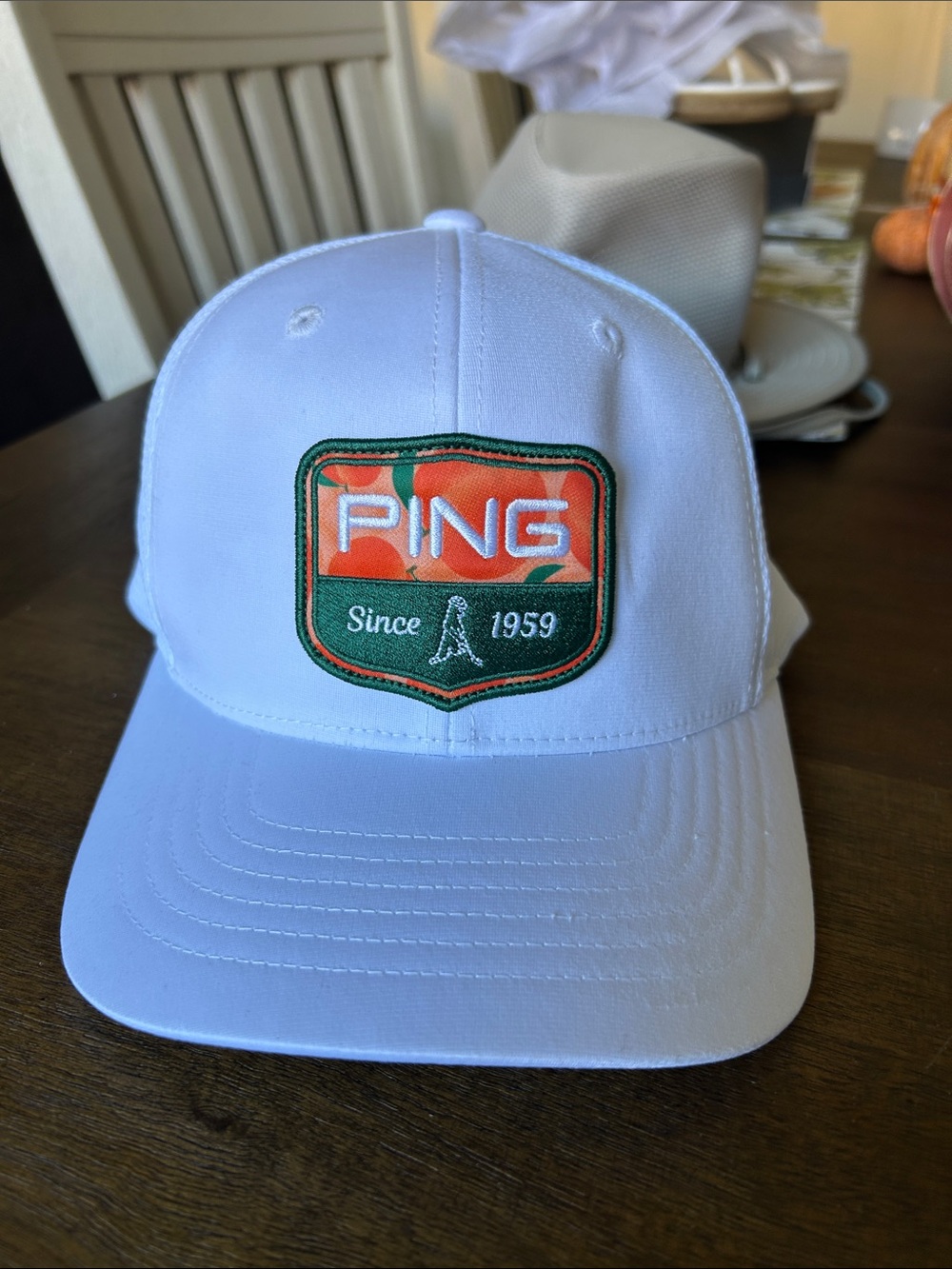 Ping golfing hat near mint white